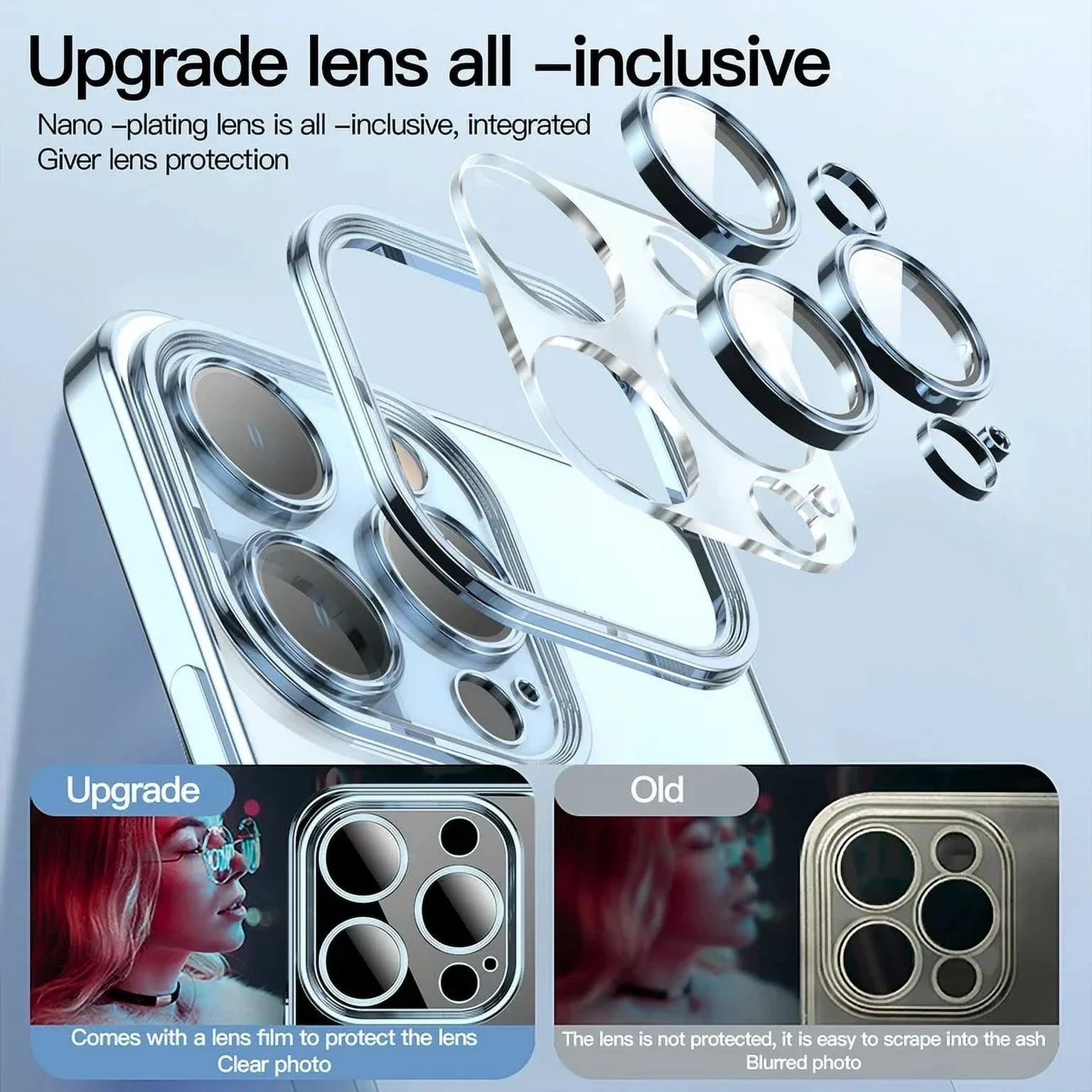 for Iphone 15 Pro Magsafe Case with Camera Lens Protector,Full Protection Clear Magnetic Case Compatible with Magsafe Anti-Scratch Cover for Apple Iphone 15 Pro 6.1" 2023,Blue
